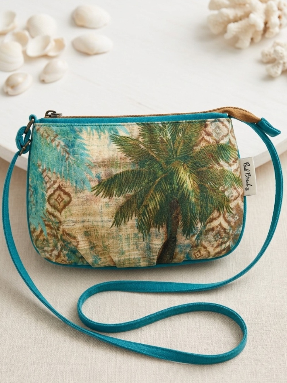Paul Brent Coastal Crossbody Bag | Tropical Palm Tree & Geometric Print